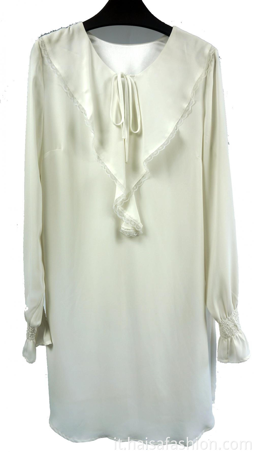 White Flounce Dress For Ladies
